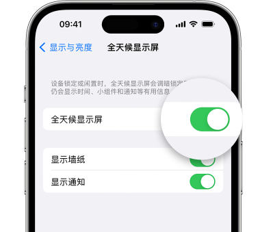 衢州苹果15预约维修分享iPhone15如何设置全天候显示屏幕可见 